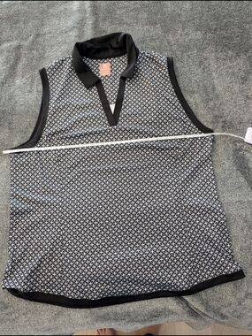Ladies hagen Black & White Geometric Collared Blouse
